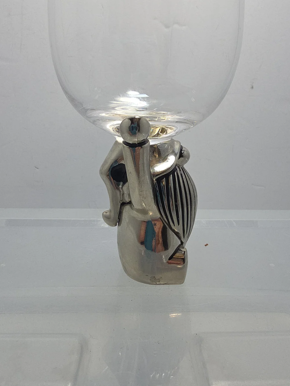 Pottery Barn Gnome Wine Glass 14.5 Oz Zinc Alloy Christmas Holiday Barware